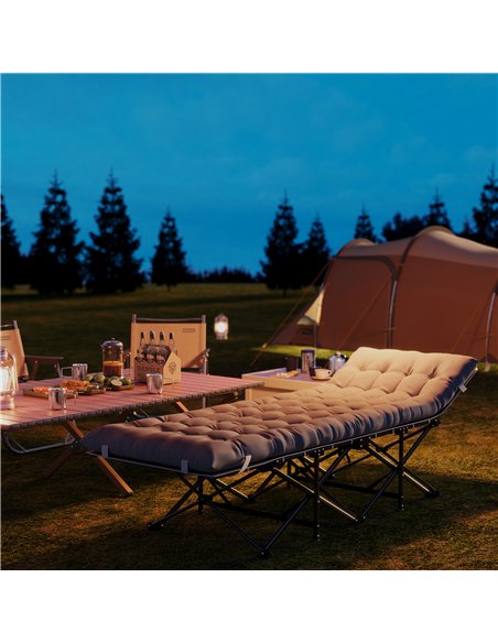 Outsunny 68cm Wide Folding Bed, Camping Cot for Adults with Mattress, Carry Bag, Storage Pocket, Max Load 150kg, Light Grey - pic 202677 | FastDaddyshop