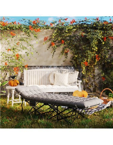 Outsunny 68cm Wide Folding Bed, Camping Cot for Adults with Mattress, Carry Bag, Storage Pocket, Max Load 150kg, Light Grey
