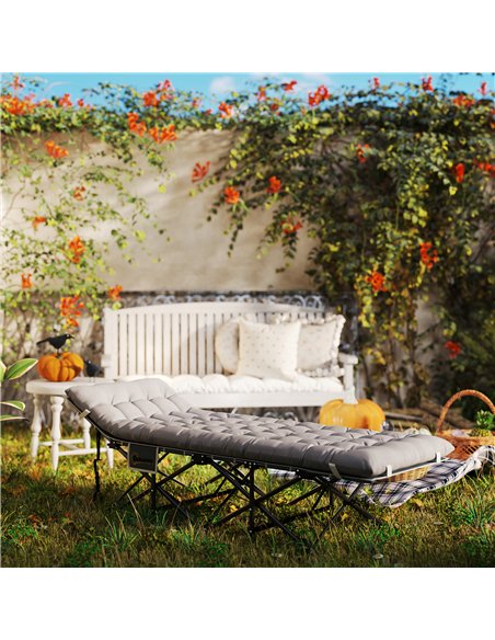 Outsunny 68cm Wide Folding Bed, Camping Cot for Adults with Mattress, Carry Bag, Storage Pocket, Max Load 150kg, Light Grey - pic 202678 | FastDaddyshop