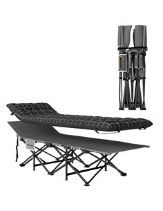Outsunny 67cm Wide Folding Bed, Camping Cot for Adults with Mattress, Storage Pocket, Carry Bag, Max Load 150kg, Black
