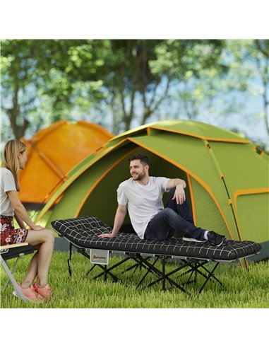 Outsunny 67cm Wide Folding Bed, Camping Cot for Adults with Mattress, Storage Pocket, Carry Bag, Max Load 150kg, Black