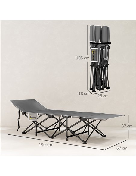 Outsunny 67cm Wide Folding Bed, Camping Cot for Adults with Mattress, Storage Pocket, Carry Bag, Max Load 150kg, Black - pic 202681 | FastDaddyshop