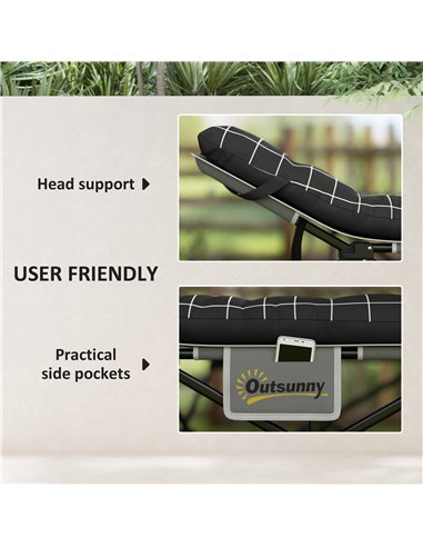 Outsunny 67cm Wide Folding Bed, Camping Cot for Adults with Mattress, Storage Pocket, Carry Bag, Max Load 150kg, Black