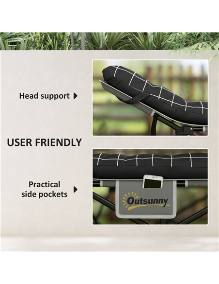 Outsunny 67cm Wide Folding Bed, Camping Cot for Adults with Mattress, Storage Pocket, Carry Bag, Max Load 150kg, Black - pic 202683 | FastDaddyshop