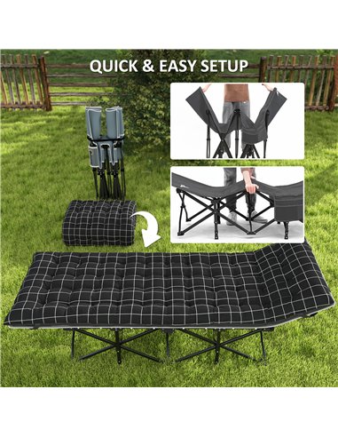 Outsunny 67cm Wide Folding Bed, Camping Cot for Adults with Mattress, Storage Pocket, Carry Bag, Max Load 150kg, Black