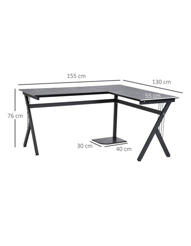 HOMCOM L-Shaped Corner Computer Desk with CPU Stand, Black