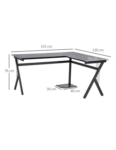 HOMCOM L-Shaped Corner Computer Desk with CPU Stand, Black - pic 20269 | FastDaddyshop