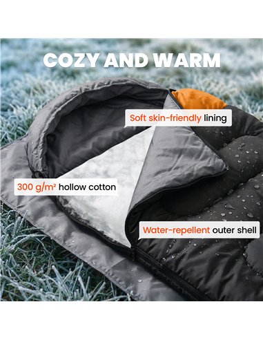 Outsunny Sleeping Bag for Adults, Lightweight & Compact Sleeping Bag, 3 Seasons, Grey