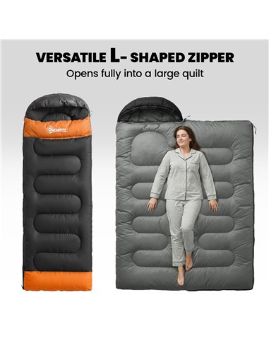 Outsunny Sleeping Bag for Adults, Lightweight & Compact Sleeping Bag, 3 Seasons, Grey