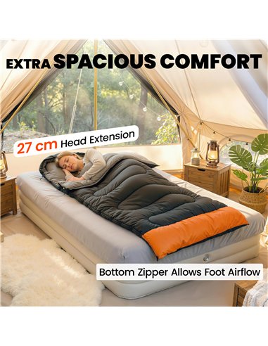 Outsunny Sleeping Bag for Adults, Lightweight & Compact Sleeping Bag, 3 Seasons, Grey
