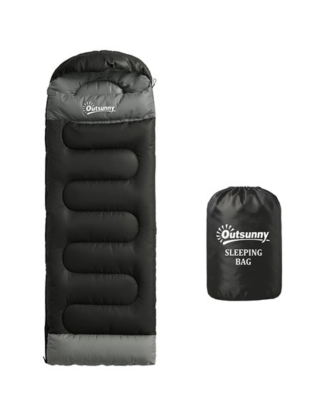 Outsunny Sleeping Bag for Adults, Lightweight & Compact Sleeping Bag, 3 Seasons, Black - pic 202697 | FastDaddyshop