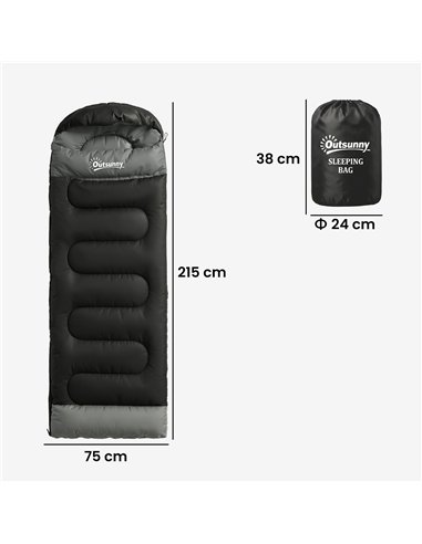 Outsunny Sleeping Bag for Adults, Lightweight & Compact Sleeping Bag, 3 Seasons, Black
