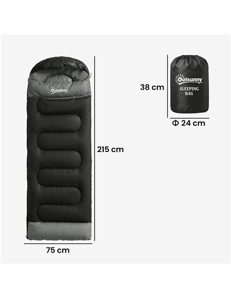 Outsunny Sleeping Bag for Adults, Lightweight & Compact Sleeping Bag, 3 Seasons, Black - pic 202699 | FastDaddyshop