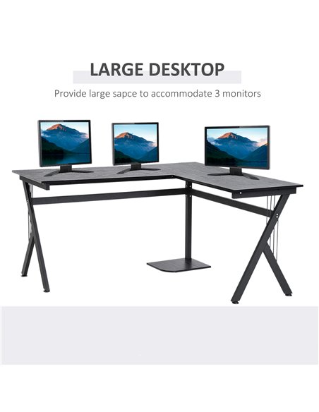 HOMCOM L-Shaped Corner Computer Desk Laptop Workstation PC Table Home Office With CPU Stand Black - pic 20270 | FastDaddyshop