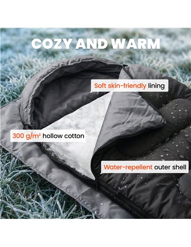 Outsunny Sleeping Bag for Adults, Lightweight & Compact Sleeping Bag, 3 Seasons, Black