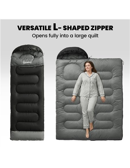 Outsunny Sleeping Bag for Adults, Lightweight & Compact Sleeping Bag, 3 Seasons, Black - pic 202701 | FastDaddyshop