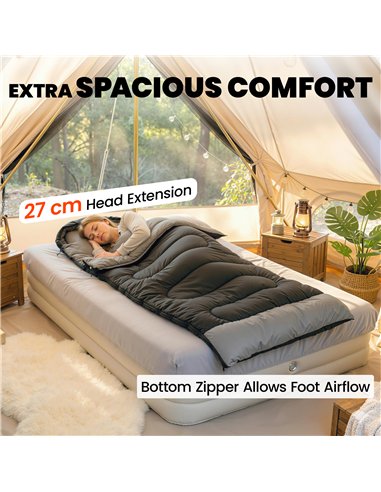 Outsunny Sleeping Bag for Adults, Lightweight & Compact Sleeping Bag, 3 Seasons, Black