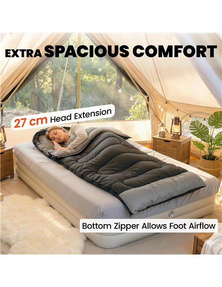 Outsunny Sleeping Bag for Adults, Lightweight & Compact Sleeping Bag, 3 Seasons, Black - pic 202702 | FastDaddyshop