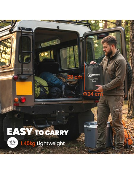 Outsunny Sleeping Bag for Adults, Lightweight & Compact Sleeping Bag, 3 Seasons, Black - pic 202703 | FastDaddyshop