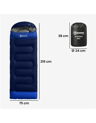 Outsunny Sleeping Bag for Adults, Lightweight & Compact Sleeping Bag, 3 Seasons, Navy Blue