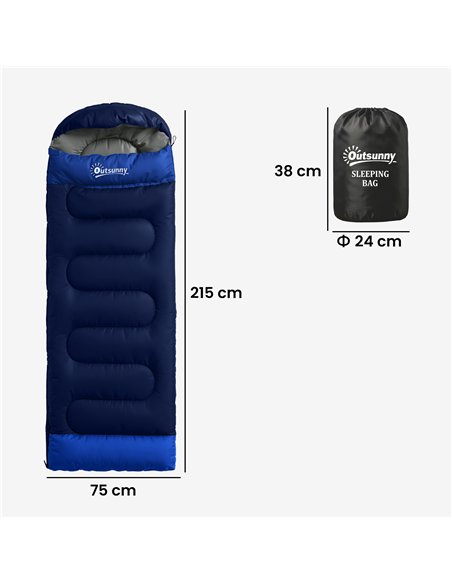Outsunny Sleeping Bag for Adults, Lightweight & Compact Sleeping Bag, 3 Seasons, Navy Blue - pic 202708 | FastDaddyshop