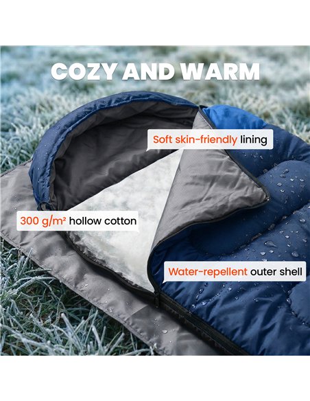Outsunny Sleeping Bag for Adults, Lightweight & Compact Sleeping Bag, 3 Seasons, Navy Blue - pic 202709 | FastDaddyshop