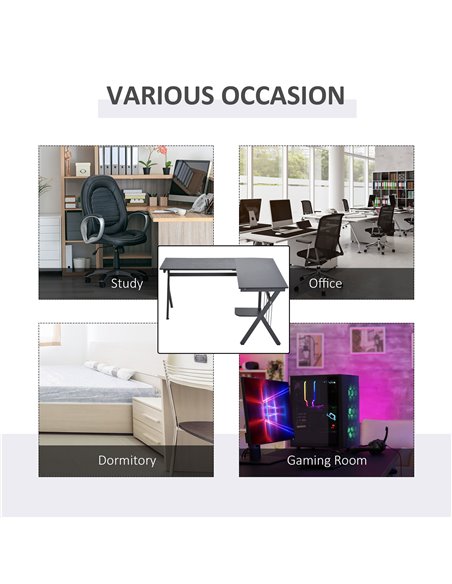 HOMCOM L-Shaped Corner Computer Desk Laptop Workstation PC Table Home Office With CPU Stand Black - pic 20271 | FastDaddyshop