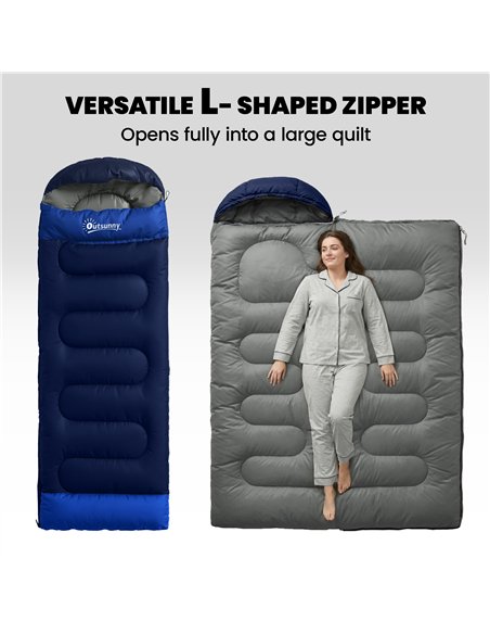 Outsunny Sleeping Bag for Adults, Lightweight & Compact Sleeping Bag, 3 Seasons, Navy Blue - pic 202710 | FastDaddyshop
