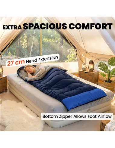 Outsunny Sleeping Bag for Adults, Lightweight & Compact Sleeping Bag, 3 Seasons, Navy Blue