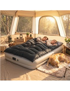 Outsunny Double Sleeping Bag with 2 Pillows, 220 x 160 cm Extra-Large Sleeping Bag for Adults, Black 2