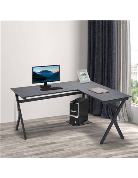 HOMCOM L-Shaped Corner Computer Desk Laptop Workstation PC Table Home Office With CPU Stand Black - pic 20273 | FastDaddyshop