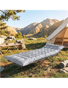 Outsunny Sleeping Mat, Foldable Camping Mattress Pad with Elastic Straps, Light Grey 2