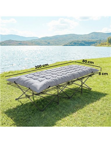 Outsunny Sleeping Mat, Foldable Camping Mattress Pad with Elastic Straps, Light Grey