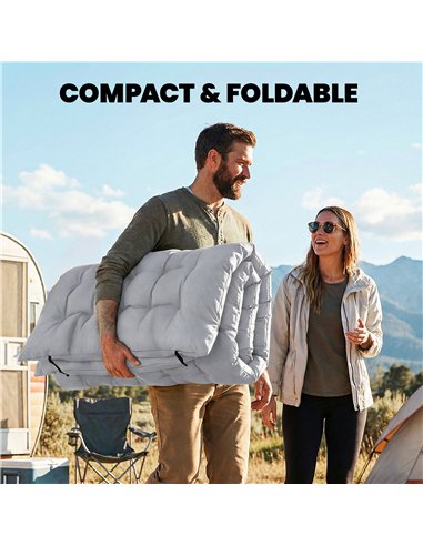 Outsunny Sleeping Mat, Foldable Camping Mattress Pad with Elastic Straps, Light Grey
