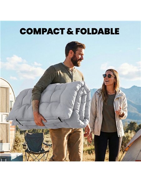 Outsunny Sleeping Mat, Foldable Camping Mattress Pad with Elastic Straps, Light Grey - pic 202747 | FastDaddyshop