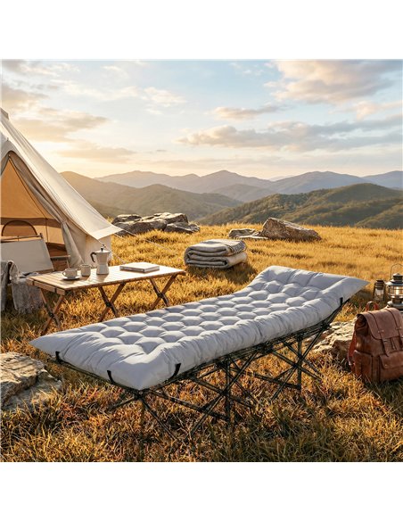 Outsunny Sleeping Mat, Foldable Camping Mattress Pad with Elastic Straps, Light Grey - pic 202748 | FastDaddyshop