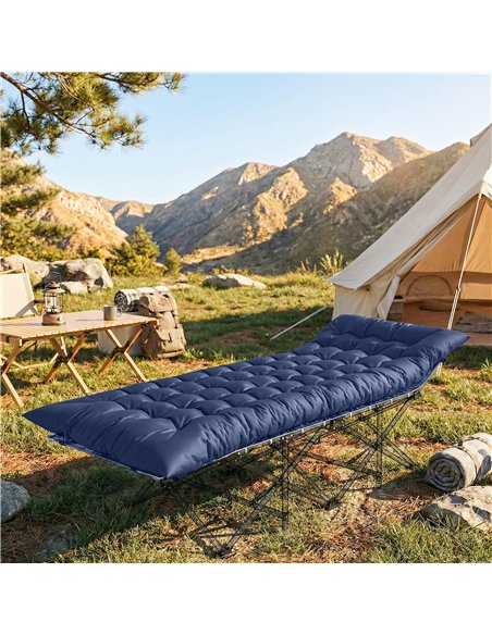 Outsunny Sleeping Mat, Foldable Camping Mattress Pad with Four Corner Elastic Straps, Dark Blue - pic 202752 | FastDaddyshop
