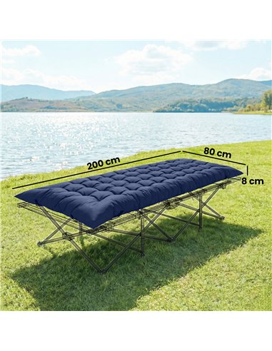 Outsunny Sleeping Mat, Foldable Camping Mattress Pad with Four Corner Elastic Straps, Dark Blue