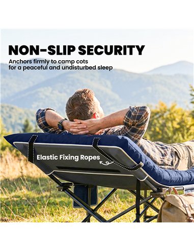 Outsunny Sleeping Mat, Foldable Camping Mattress Pad with Four Corner Elastic Straps, Dark Blue