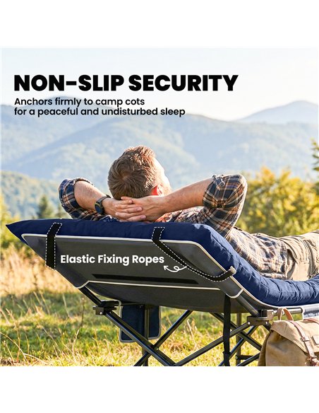 Outsunny Sleeping Mat, Foldable Camping Mattress Pad with Four Corner Elastic Straps, Dark Blue - pic 202755 | FastDaddyshop