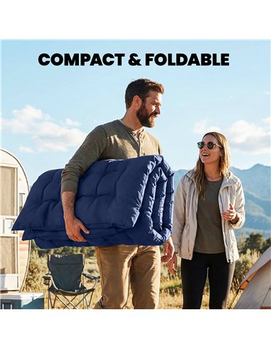 Outsunny Sleeping Mat, Foldable Camping Mattress Pad with Four Corner Elastic Straps, Dark Blue