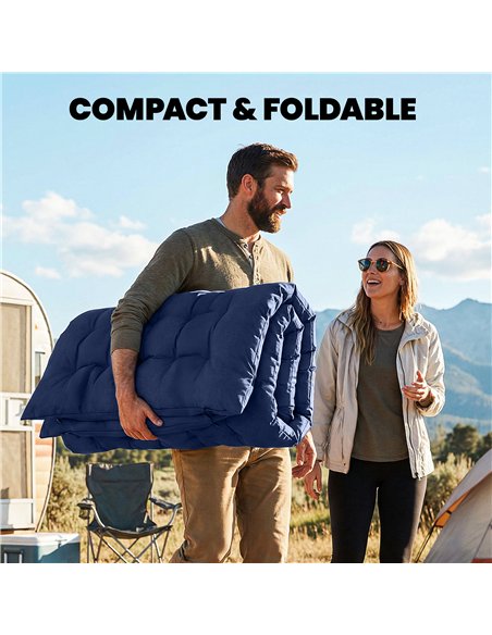 Outsunny Sleeping Mat, Foldable Camping Mattress Pad with Four Corner Elastic Straps, Dark Blue - pic 202756 | FastDaddyshop