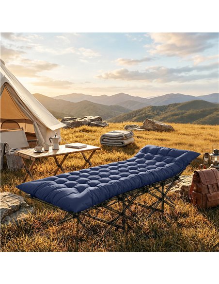 Outsunny Sleeping Mat, Foldable Camping Mattress Pad with Four Corner Elastic Straps, Dark Blue - pic 202757 | FastDaddyshop