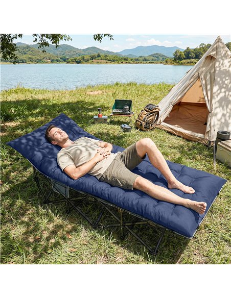 Outsunny Sleeping Mat, Foldable Camping Mattress Pad with Four Corner Elastic Straps, Dark Blue - pic 202758 | FastDaddyshop
