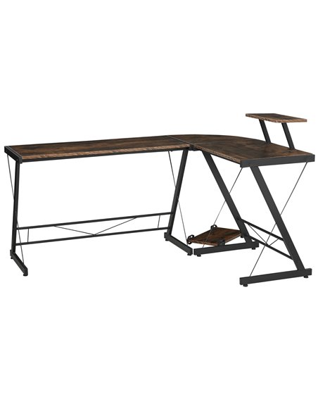 HOMCOM L Shaped  Computer PC Desk with Storage Shelf, CPU Stand, Wood Grain - pic 20276 | FastDaddyshop