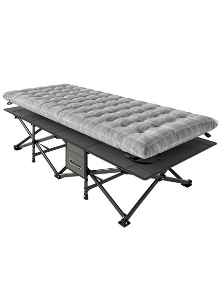 Outsunny Camping Cot with Soft Pad, 80cm Extra Wide Folding Cots with Side Pocket and Carry Bag, Grey - pic 202760 | FastDaddyshop