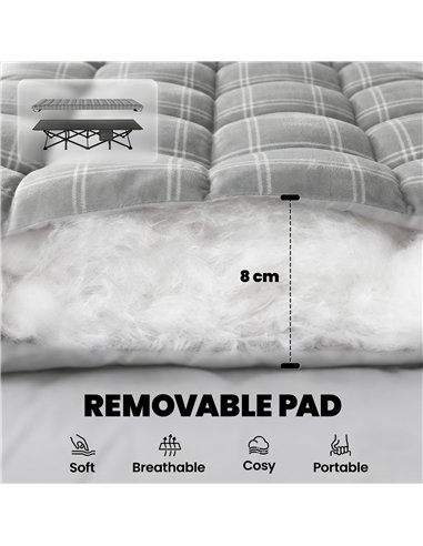 Outsunny Camping Cot with Soft Pad, 80cm Extra Wide Folding Cots with Side Pocket and Carry Bag, Grey