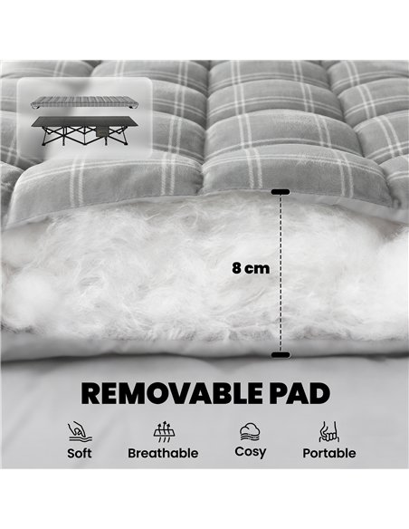 Outsunny Camping Cot with Soft Pad, 80cm Extra Wide Folding Cots with Side Pocket and Carry Bag, Grey - pic 202764 | FastDaddyshop