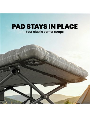 Outsunny Camping Cot with Soft Pad, 80cm Extra Wide Folding Cots with Side Pocket and Carry Bag, Grey