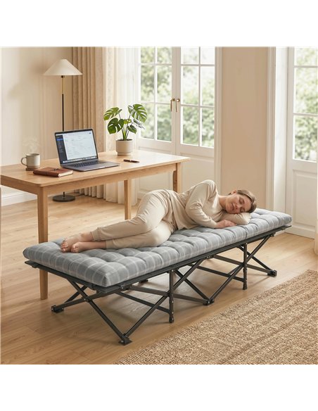 Outsunny Camping Cot with Soft Pad, 80cm Extra Wide Folding Cots with Side Pocket and Carry Bag, Grey - pic 202768 | FastDaddyshop